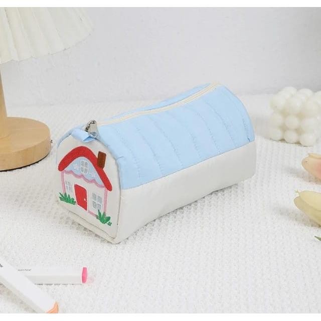 

AKS54~ [Trend Mainan] Tempat Pensil Bentuk Rumah Aesthetic / Kotak Pensil Korean Style Sk0105 - Biru Putih