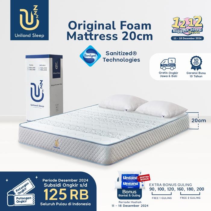 Kasur Busa Uniland Sleep Original 20cm Foam Mattress Box FREE BANTAL - 90x200