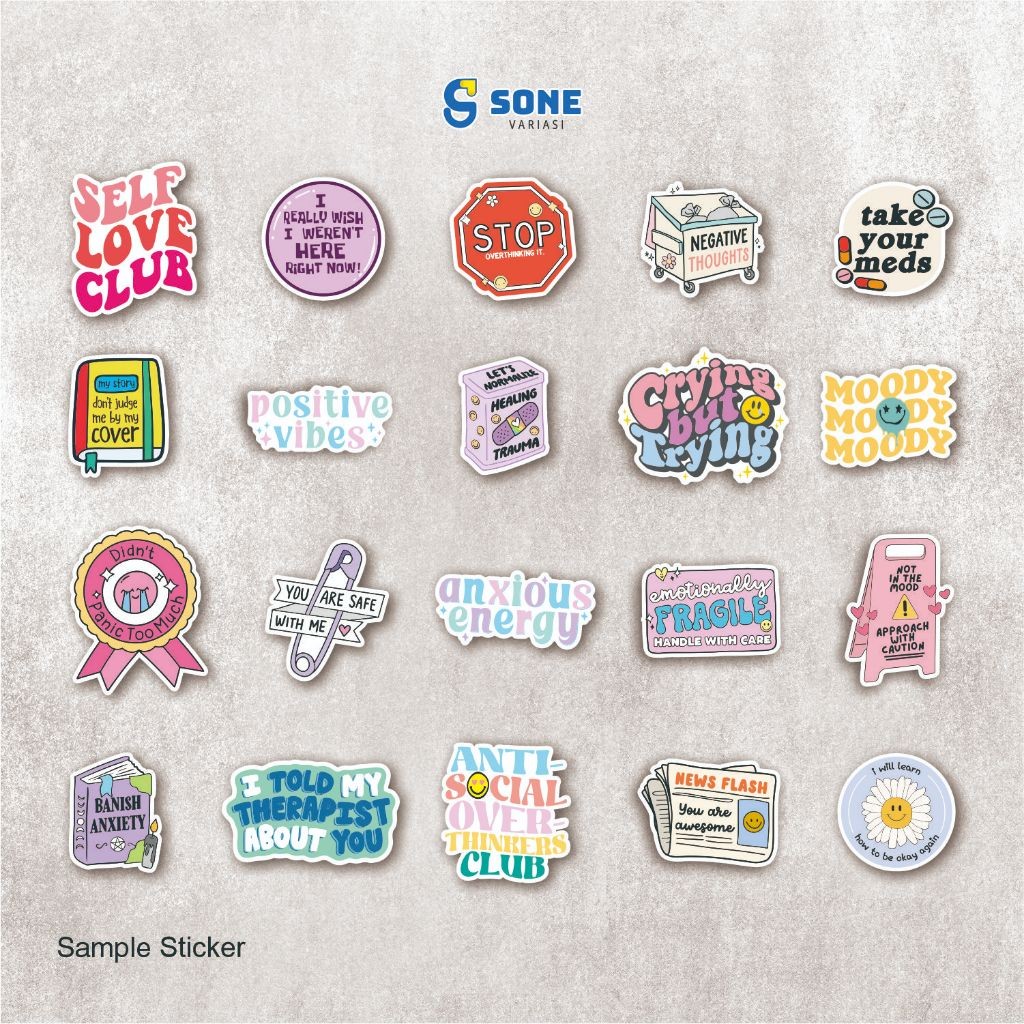

Sticker Mental Health Aesthetic - untuk Laptop - Gitar - Koper & Helm Paper Stationery