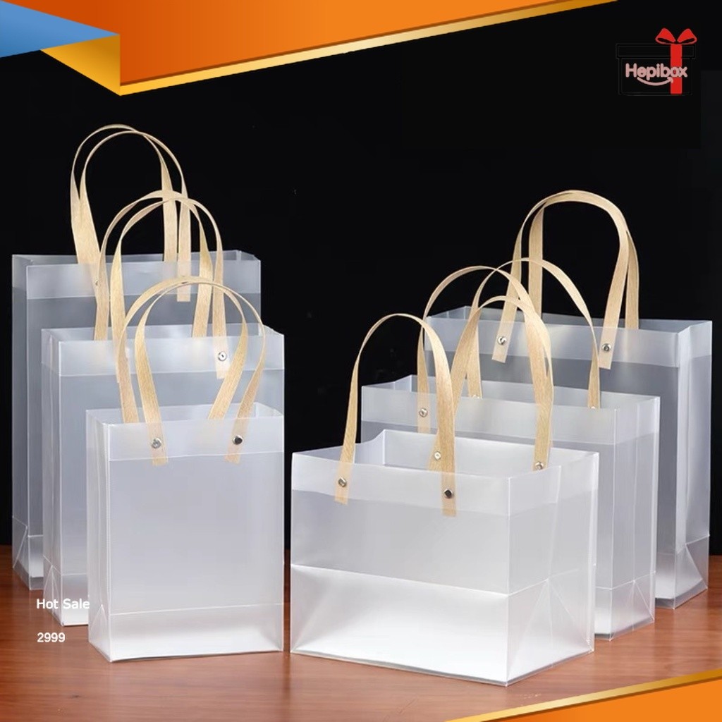 

Tas Mika Polos Doff Tas Plastik Souvenir Hampers Hadiah Tas PVC Transparan Tebal