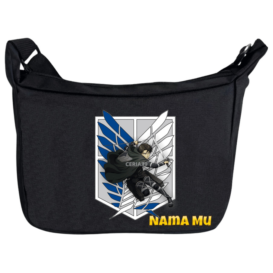 Tas Selempang Attack on Titan Anime Karakter Levi Eren Mikasa - Sling Bag Unisex Anak Remaja Dewasa 