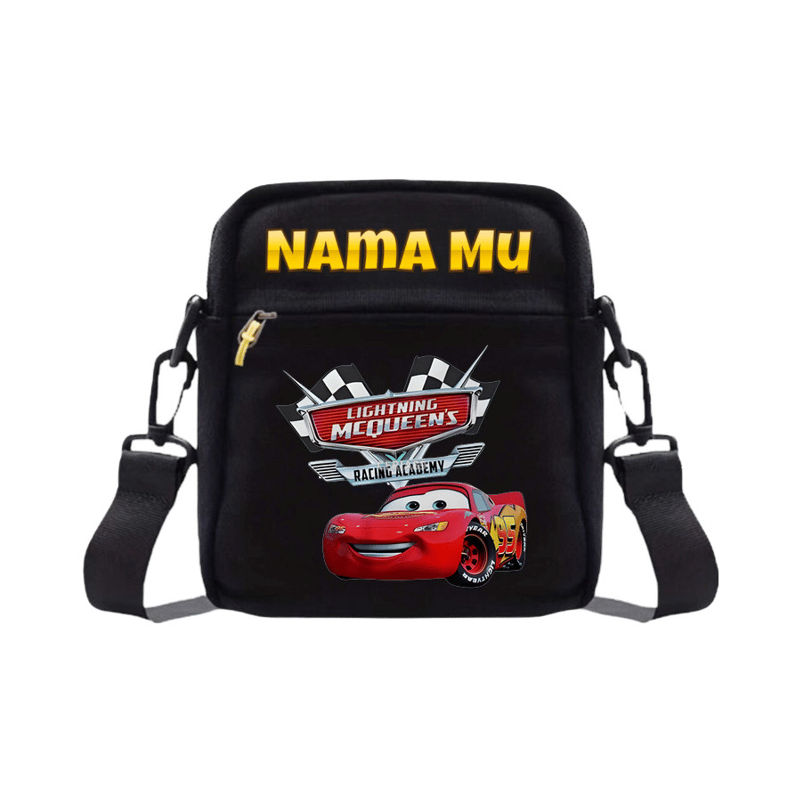 Tas Selempang Mini McQueen – Mini Sling Bag Anak Laki-Laki Lucu Karakter Cars, Cocok untuk Main & Ja