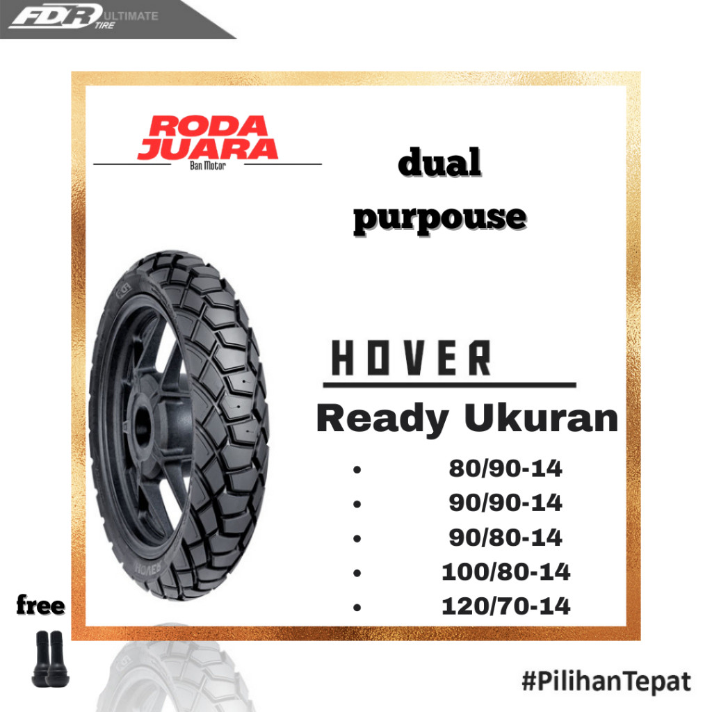 BAN FDR RING 14 80/90 90/90 90/80 100/80 120/70 HOVER SATUAN/SEPASANG BAN TUBELES MOTOR MATIC