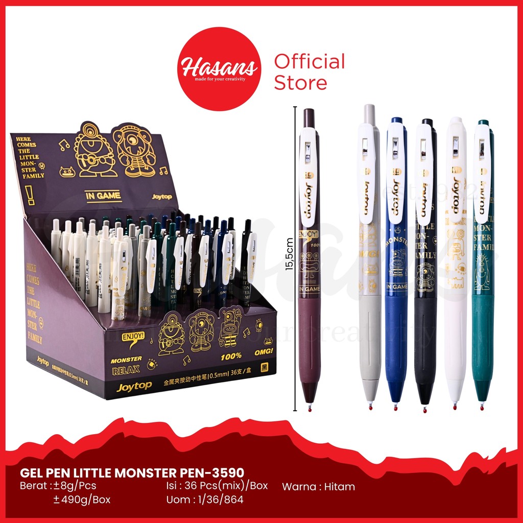 

Pen Gel Isi Ulang Cetekan / Pen Gel Karakter Little Monster / Bolpoin Gel Isi Ulang Joytop / Pen Gel Gambar Little Monster / Pulpen Gel Joytop / Joytop, Gel Pen Little Monster Pen-3590
