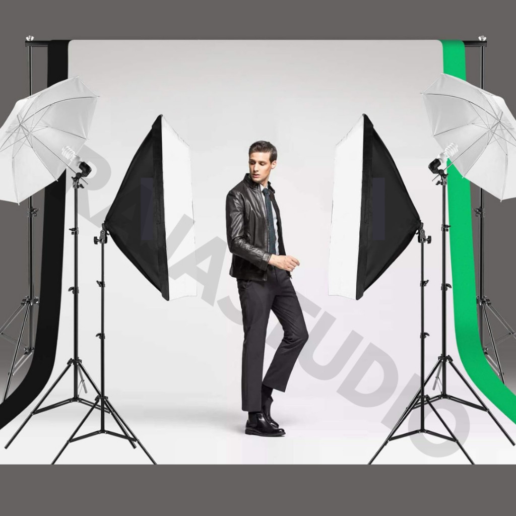 Paket Background Studio Foto Softbox Studio Lightning Plus Background Foto Studio Lampu Lighting Stu