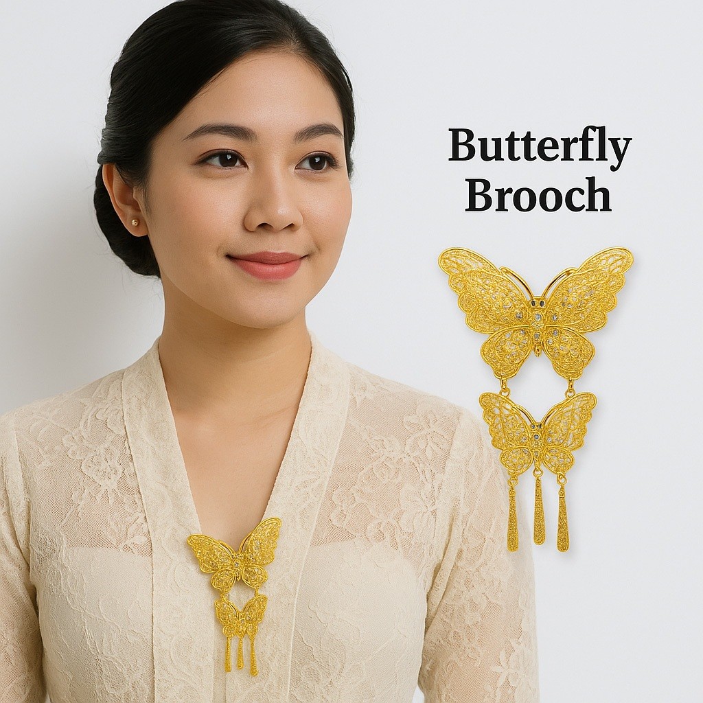Bros Kebaya Elegan Motif Kupu-Kupu Aksesoris Baju Kebaya Wanita Bros Kupu