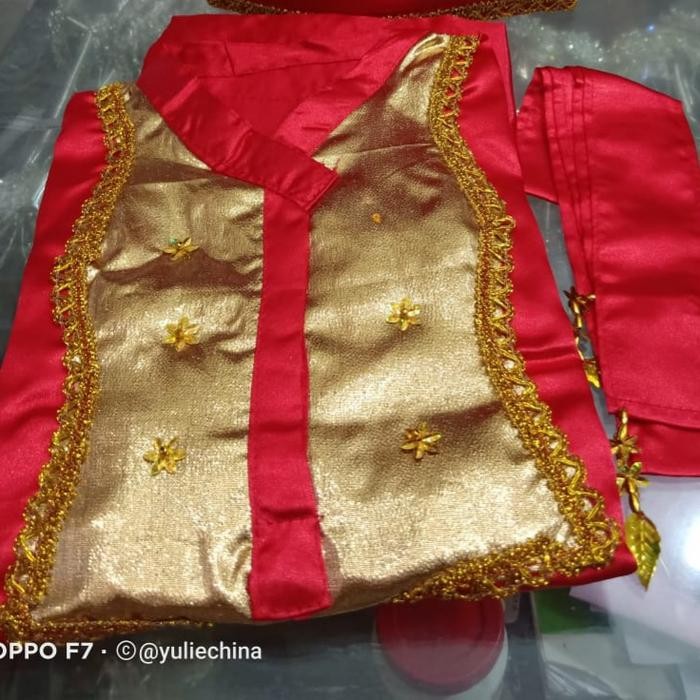 Pakaian adat anak melayu TK & SD // Baju adat melayu // Pakaian melayu - Merah, S