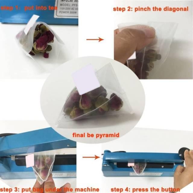 

Promo nylon pyramid empty tea bag / kantong teh kosong food grade 50 pcs terlaris