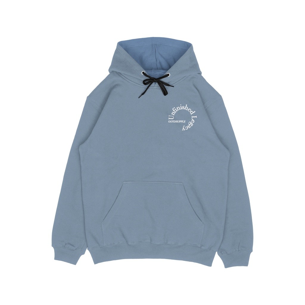 OOTDSUPPLY - Pullover Hoodie Unfinished Three Quarters Light Grey | Pakaian Pria & Wanita HD022