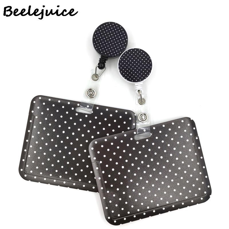

Black spot Wave Point Cute Card Cover Clip Lanyard Retractable Student Nurse Badge Reel Clip ID Card Badge Holder accessories