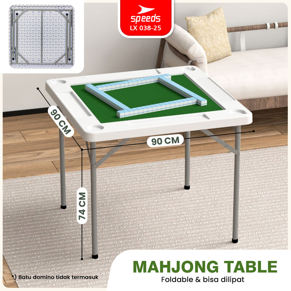 SPEEDS Meja Mahjong Mahyong 90x90x74cm Meja Permainan Meja Poker Piknik Serbaguna Besar 038-25