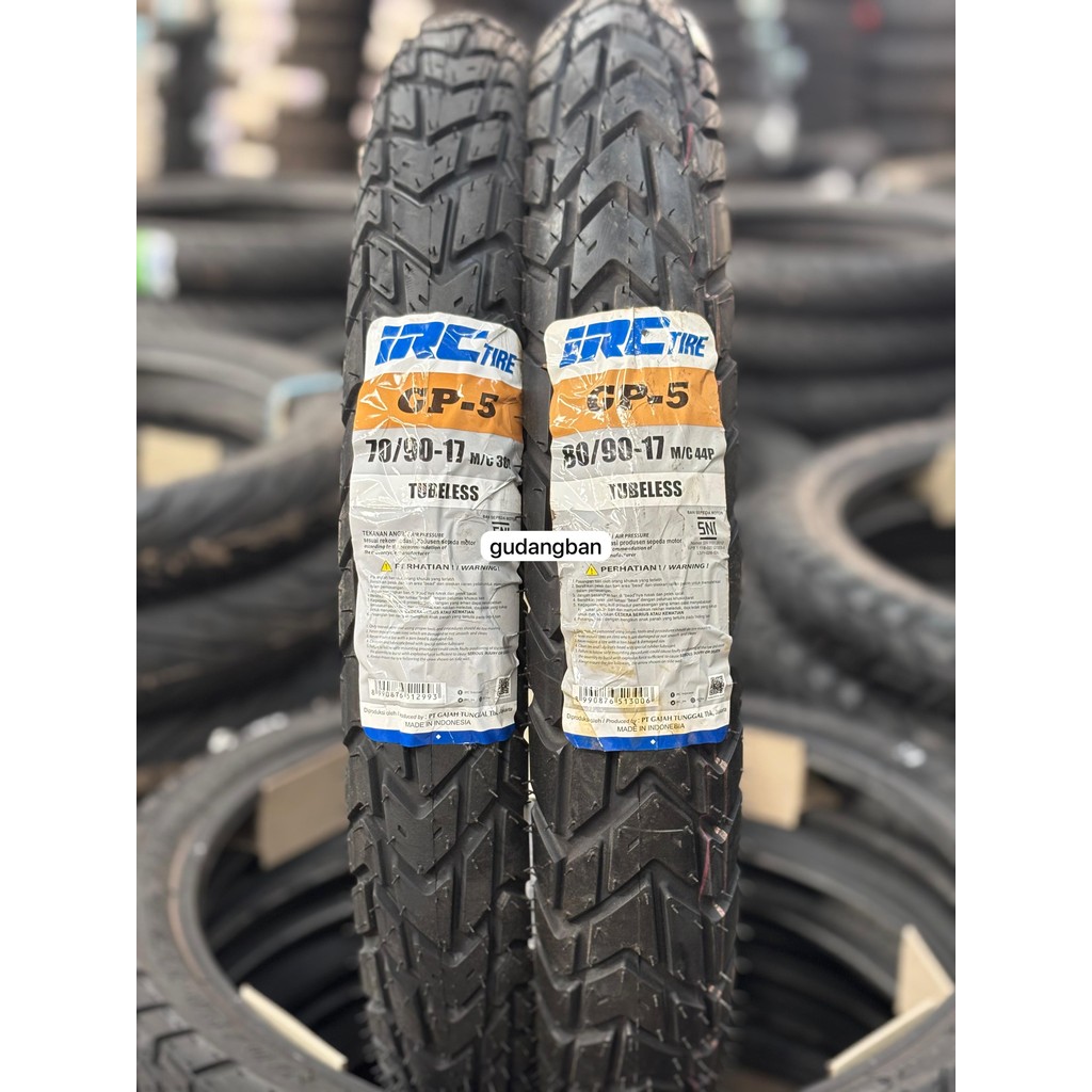 ( PAKET 2 BAN - RING 17 ) GP5 - 70 90 17 DAN 80 90 17 BAN LUAR IRC GP5 TUBELESS BEBEK