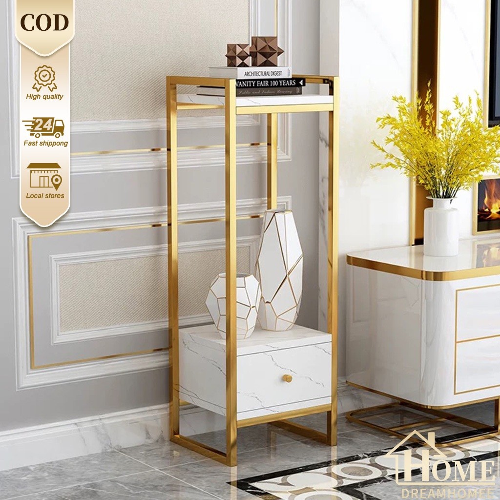 COD Meja Barbershop Meja Motif Marble Minimalis Meja Sudut Rak Susun Meja Barber Meja Samping Lemari