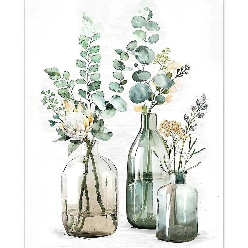 

DIY Paint by Numbers Kit for Adults - Green Plants, Acrylic Digital Oil Painting Art on Canvas Wall Decor Gift No Frame