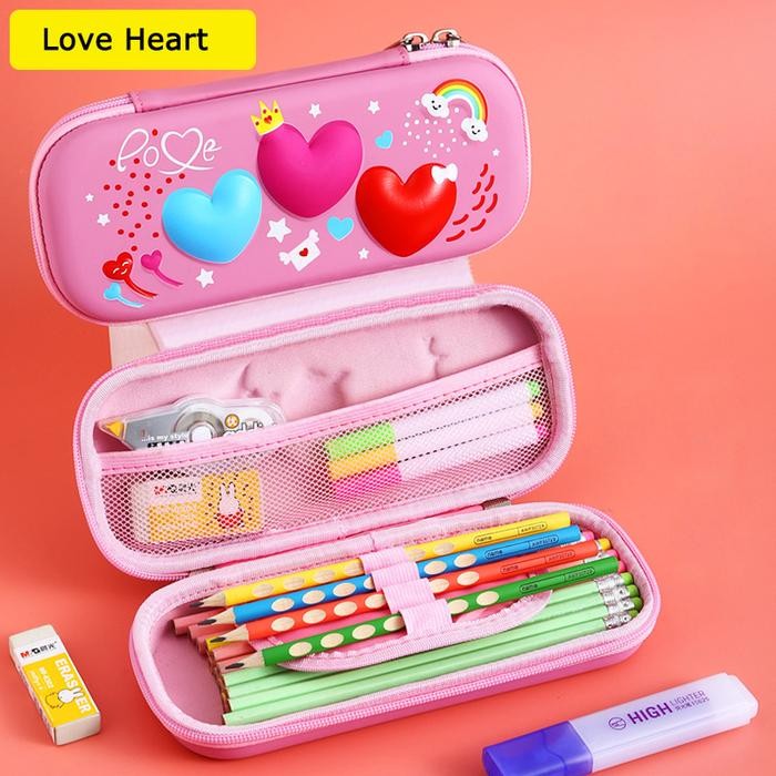 

[New Arrival] Kotak Pensil 3D Bahan EVA Anti Air - Kotak Pensil Anak Tempat Pensil - Love Heart