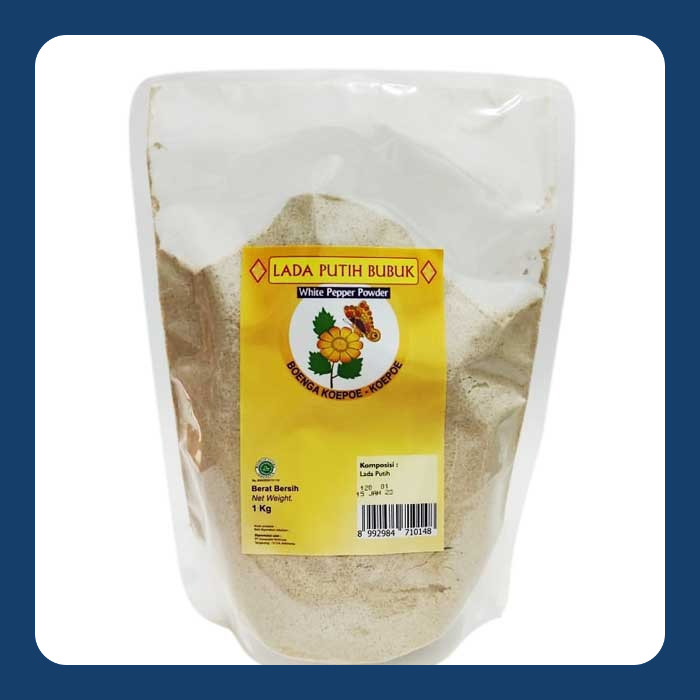 

LADA PUTIH BUBUK CAP BOENGA KOEPOE KOPOE (BUNGA KUPU KUPU) 1KG