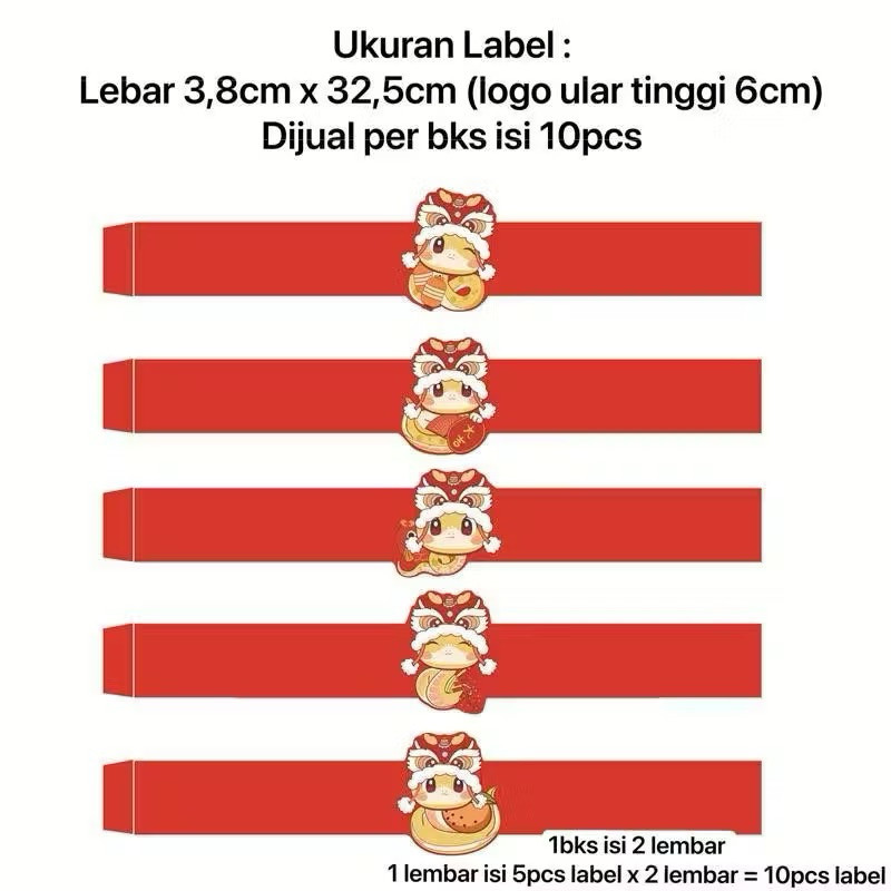 

Isi 10pcs NEW 2025 stiker label toples hamper imlek sincia CNY tahun ular snake