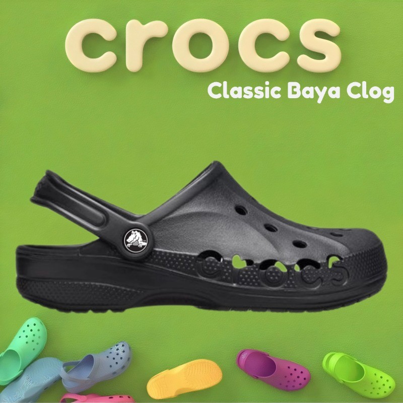 [COD] ORIGINAL Crocs Classic Baya Clog /Classical Baya Crocs Sandal Wanita/Sandal Crocs Pria-Hitam