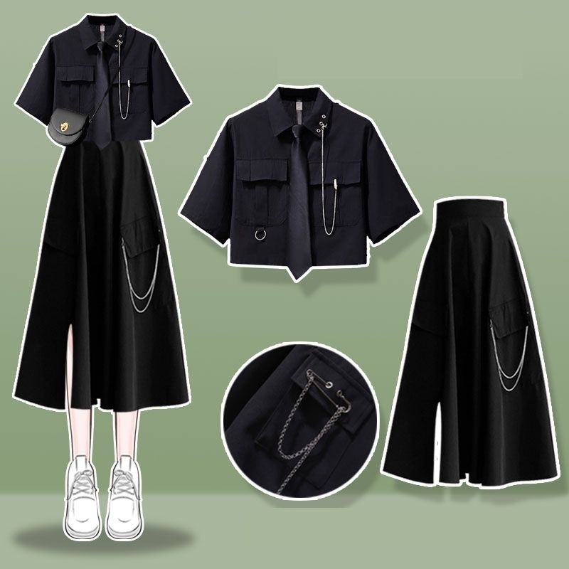 OLIPOPISHOP  Tiezea - HARAJUKU SET ROK CARGO MIDI dengan rantai