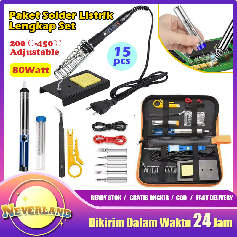 80Watt Solder Listrik Murah Paket Penyedot Penghisap Timah Set Kit Lengkap Solder Listrik Timah Alat