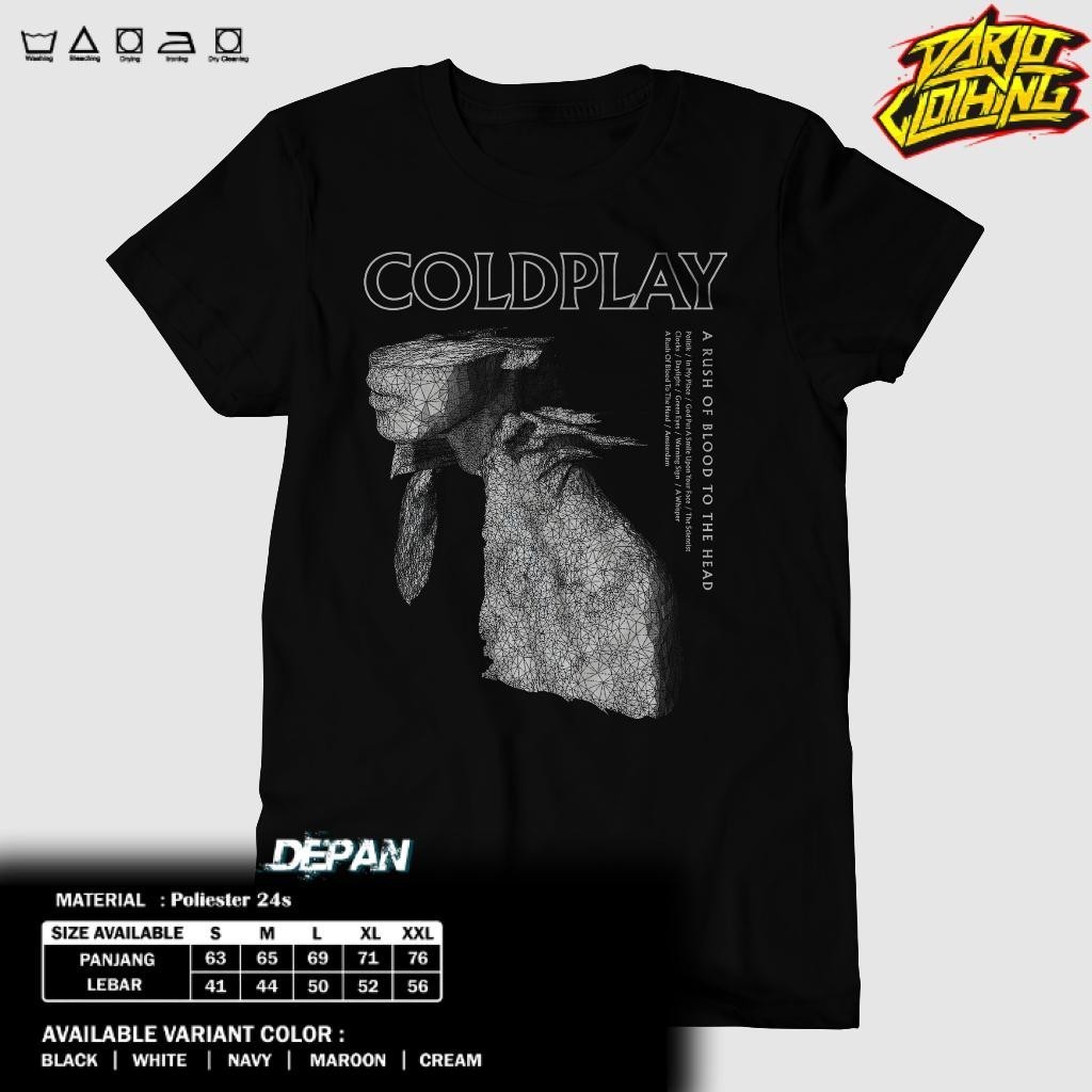 Kaos DarjoClothing -  KAOS BAND - KAOS COLDPLAY - BAJU COLDPLAY A RUSH - COLDPLAY GREY - BAJU MUSIK 