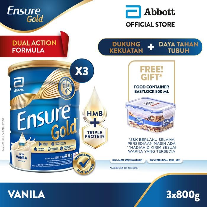 

Ensure Gold HMB Vanila 3x800g - Nutrisi Dewasa - FREE GIFT