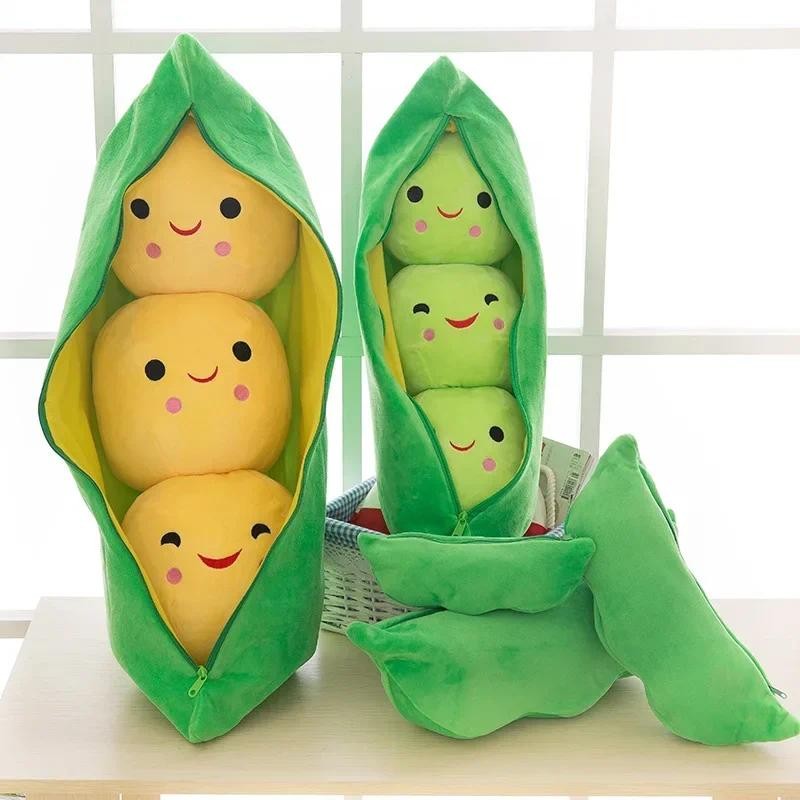 

25CM Cute Plush Peas Filled Plant Toy Creative Pea Children Kawaii Doll Bean Baby Pillow Cushion Girl Gift