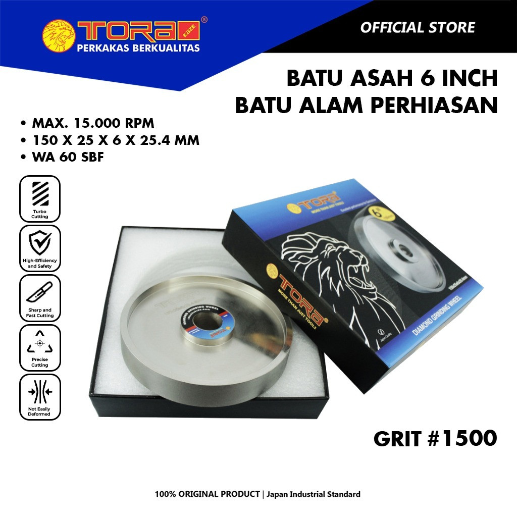 TORA Batu Asah 6 Inch Grit 1500 Batu Alam Perhiasan - Diamond Grinding Wheel