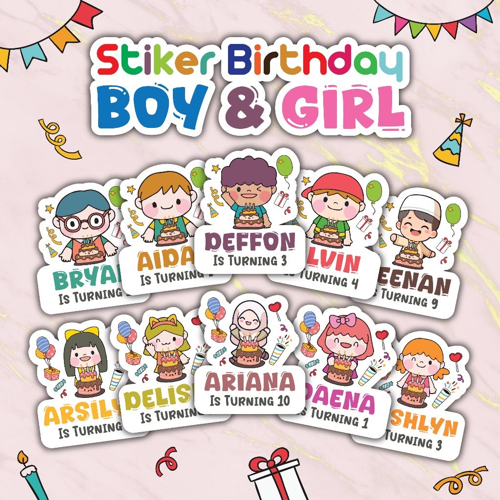 

Stiker Birthday Ulang Tahun Anak Bentuk Angka Lucu CUSTOM | Bento Birthday Sticker Anak Souvenir