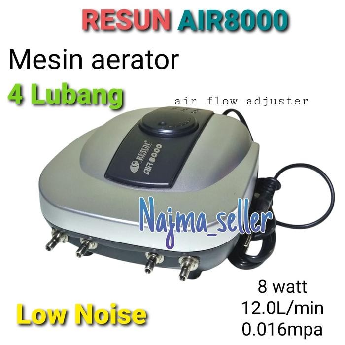 Paket Aerator 4 Lubang RESUN AIR 8000. Paket Aerator Fullset lengkap tinggal pasang. - Mesin Saja