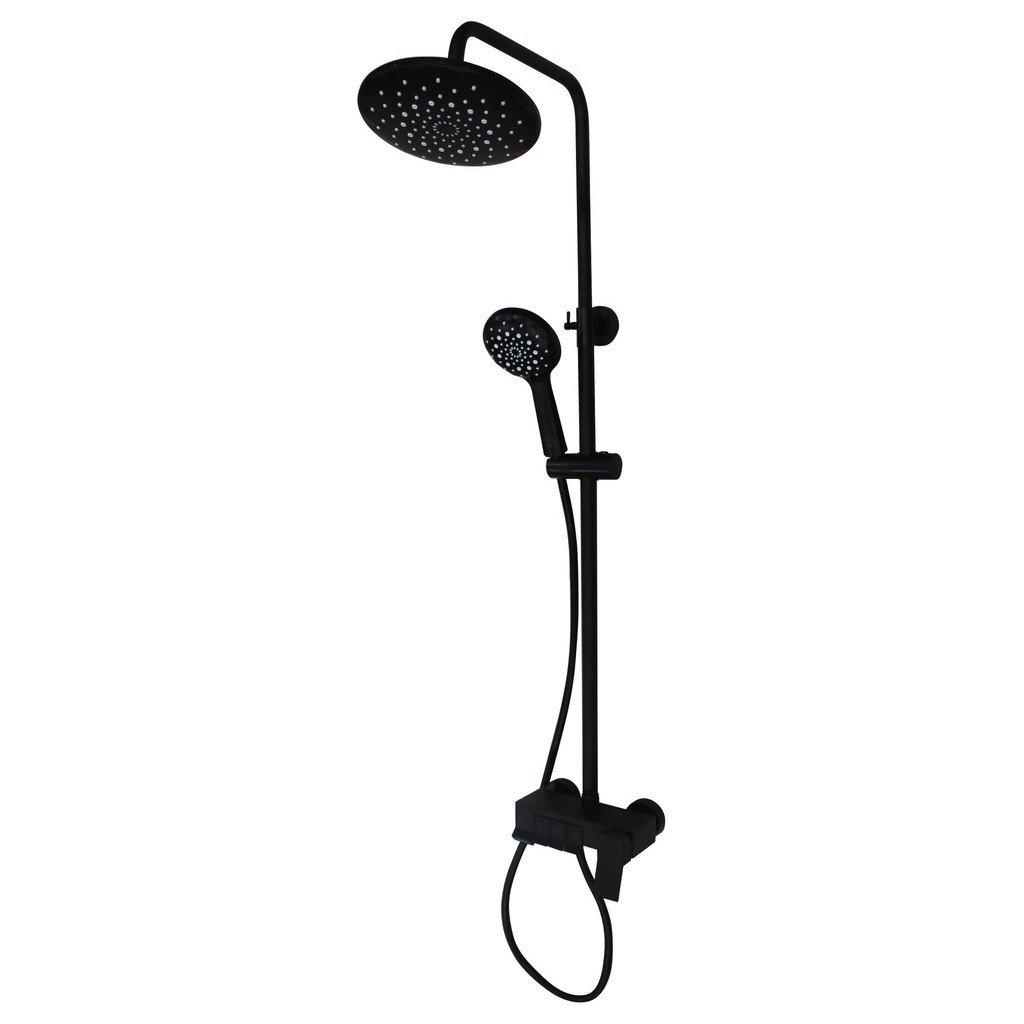 salee SHOWER SET MANDI HITAM MINIMALIS EIXO BLACK KUNINGAN AIR PANAS DINGIN - Bulat berkualitas