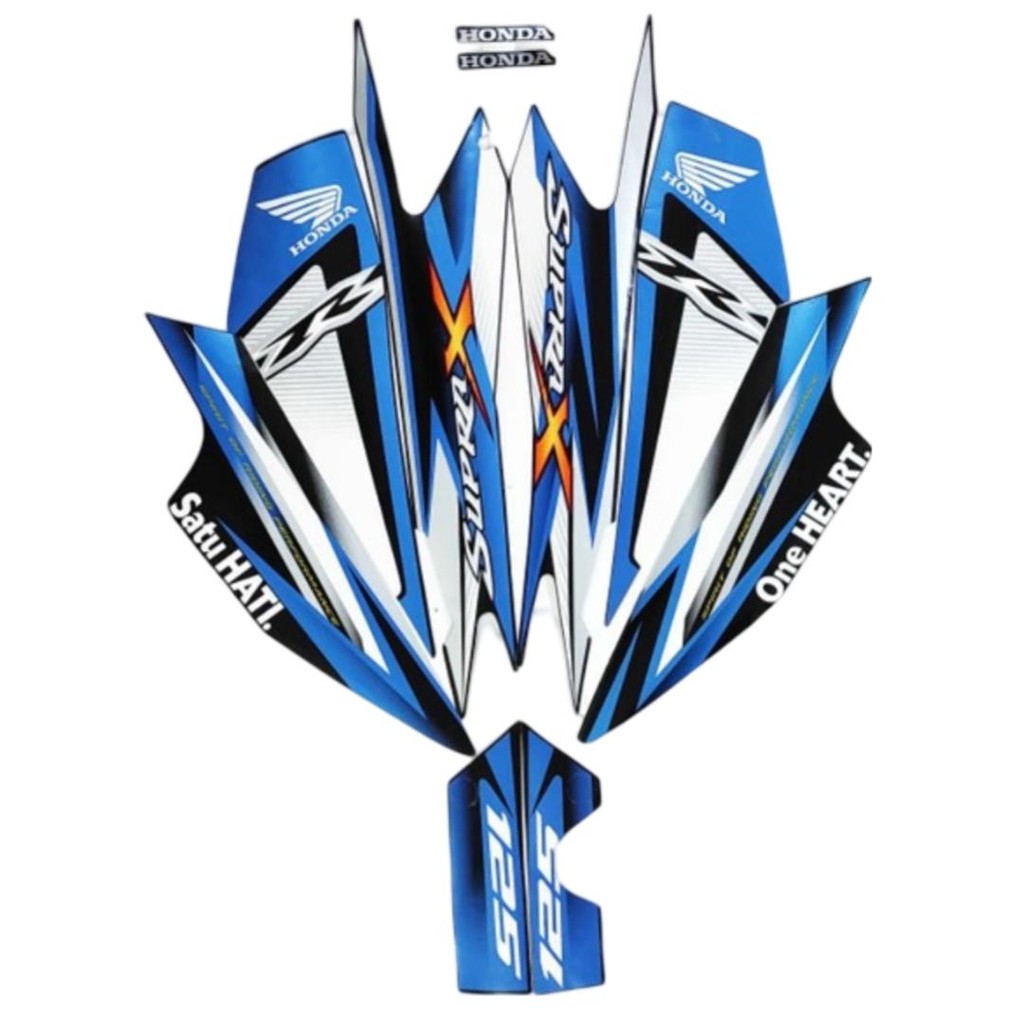Stiker Striping Motor Honda Supra X 125 R 2013 Silver Biru Full Body supra bapak Motorcycle