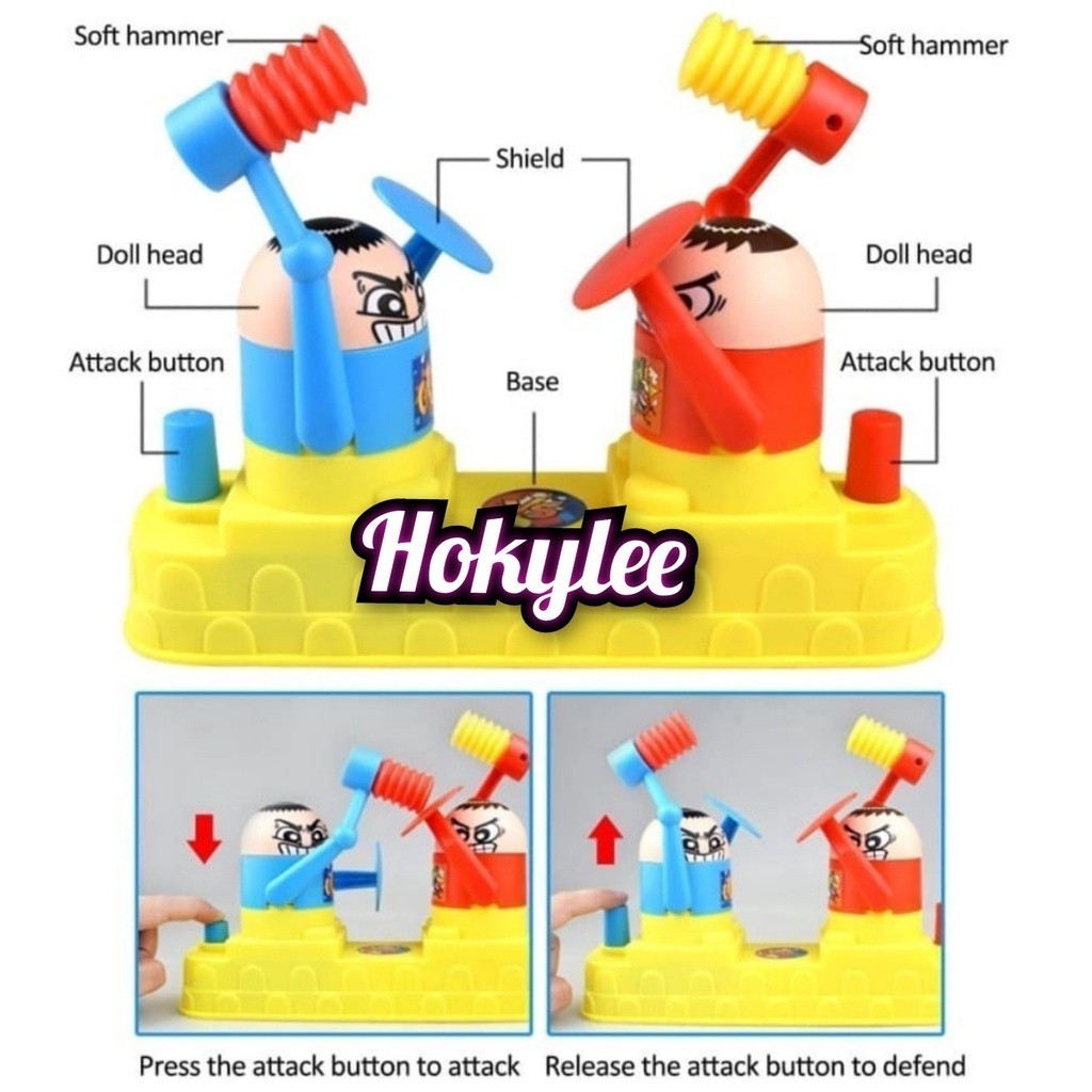 Mainan Battle Game Toy Adu Pukul Robot | Duel Tinju Head Pop Up Seru HokyleePertarungan Anak Palu He
