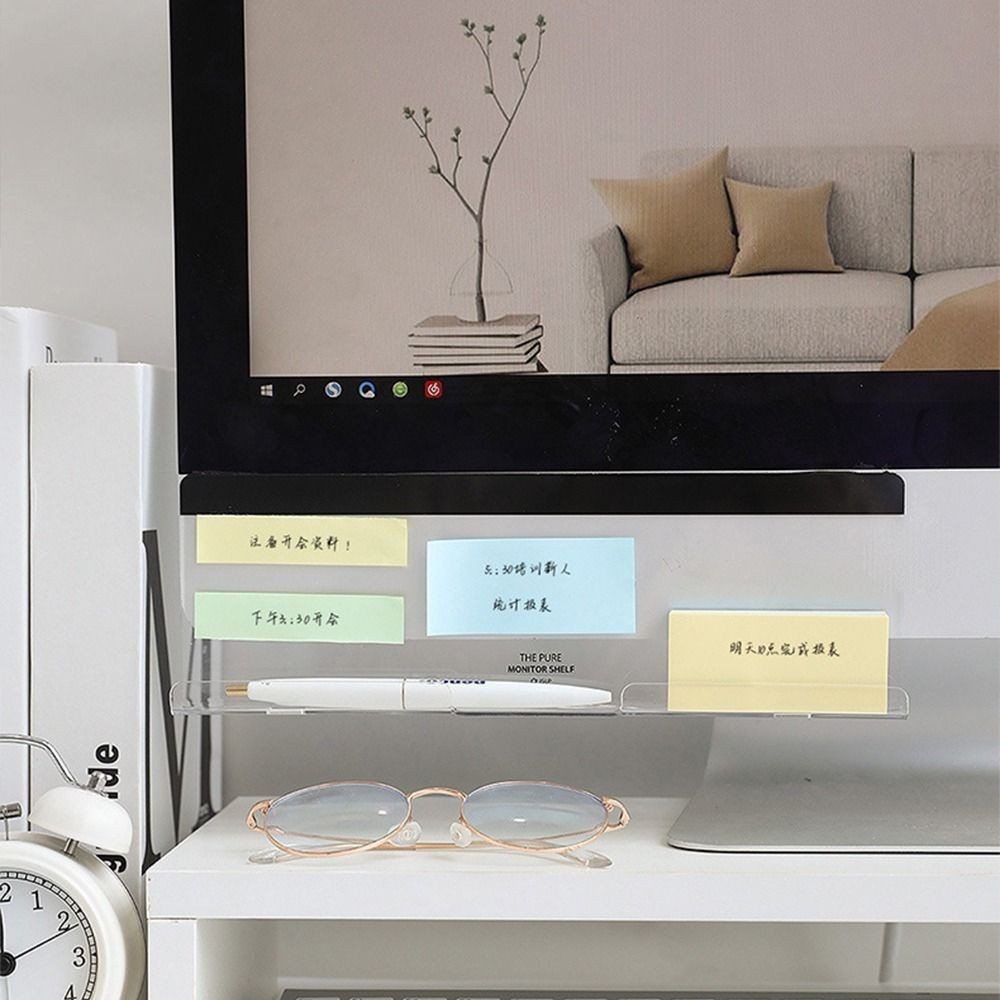 

Desktop Storage Monitor Message Memo Board Desk Organizer Transparent Message Board Acrylic Minimalism Notes Board
