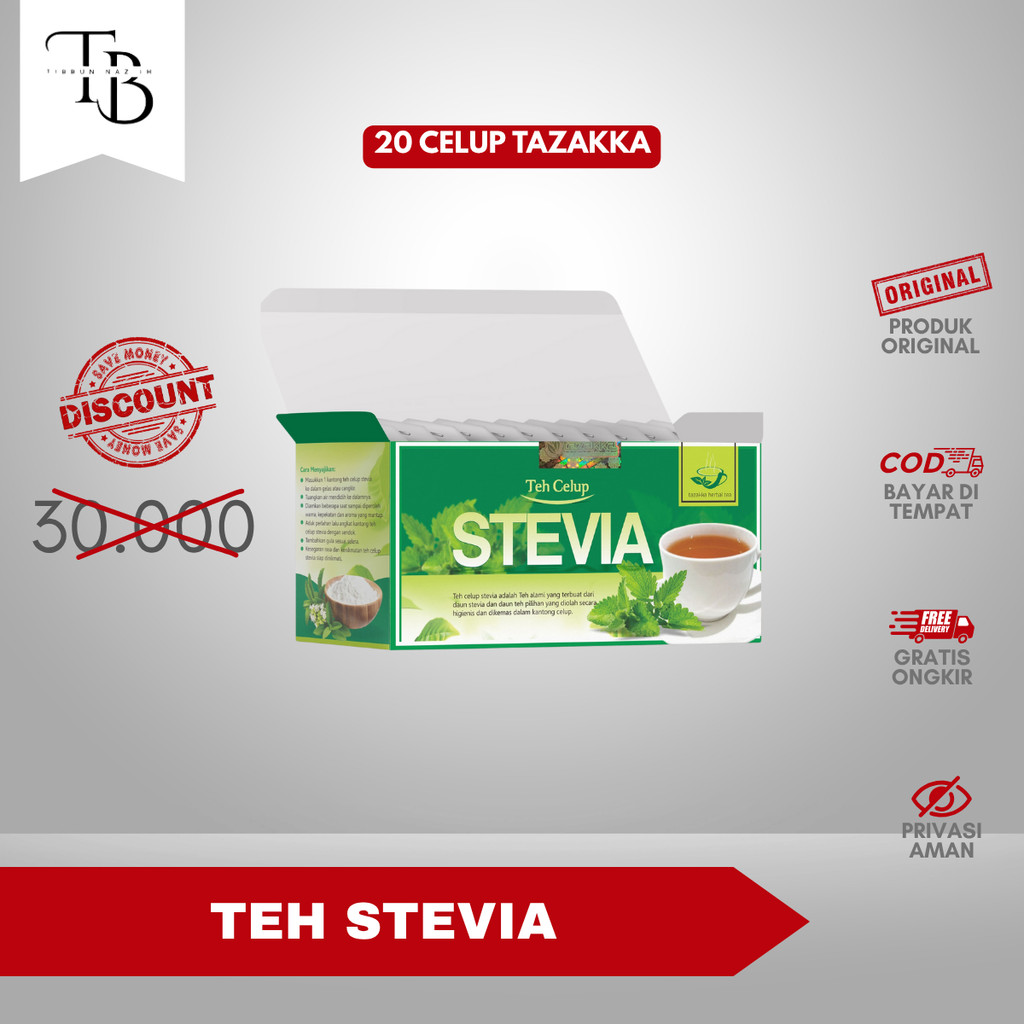 

TEH STEVIA - isi 20 kantong celup | untuk pemanis alami tanpa kalori original Tazakka 100%