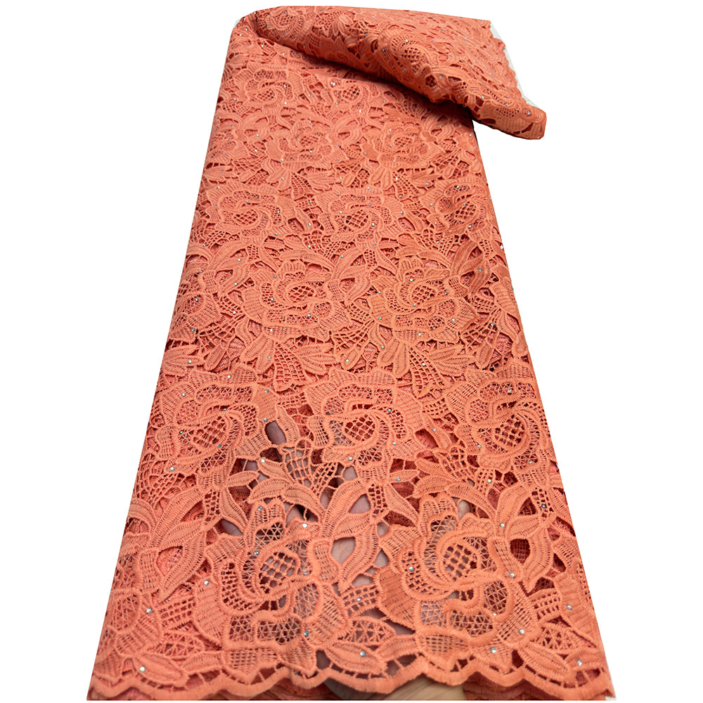 

Nigerian Guipure Cord Lace Fabric 2025 High Quality Lace Embroidery African Milk Silk Lace Fabric For Wedding