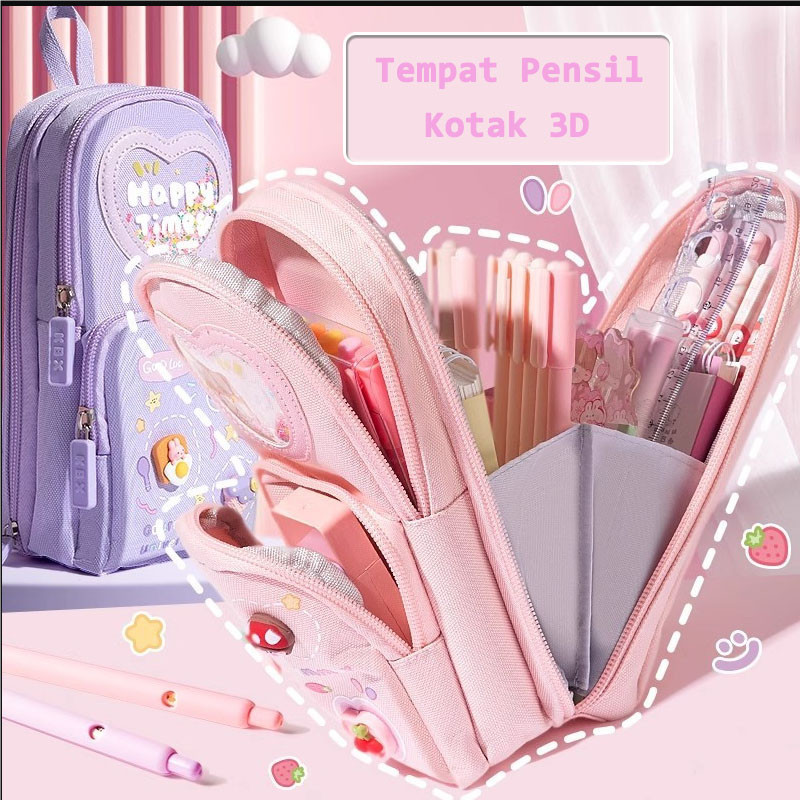 

Tempat Pensil Kotak 3D Anak Lucu Besar / Fun Korea Bag Model Pensil Kanvas 6 Kamar /Sekolah Dasar Kotak Pensil Siswa
