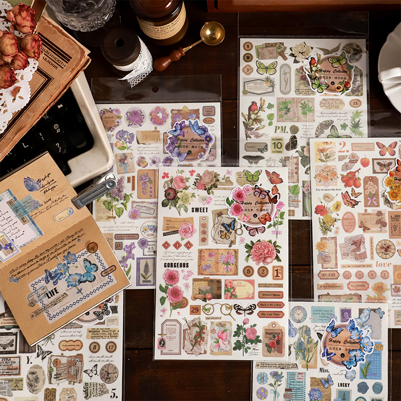 

Journamm Floral Stickers Creative Scrapbook Supplies Collage Junk Journal DIY CUT Decor Photo Album Aesthetics Craft Stickers