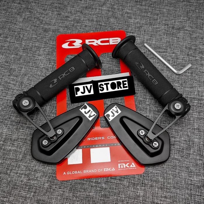 [Paket] Handgrip Sarung Gas RCB RACING BOY HG55 Original + Spion Jalu Oval Bar End VND Universal Mot