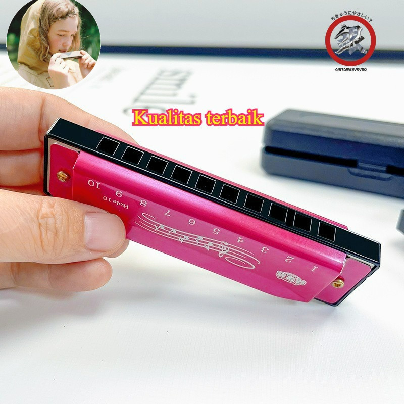 harmonika chromatic 10 hole kromatik, harmonica dengan kotak - harmonika semitone professional, suar