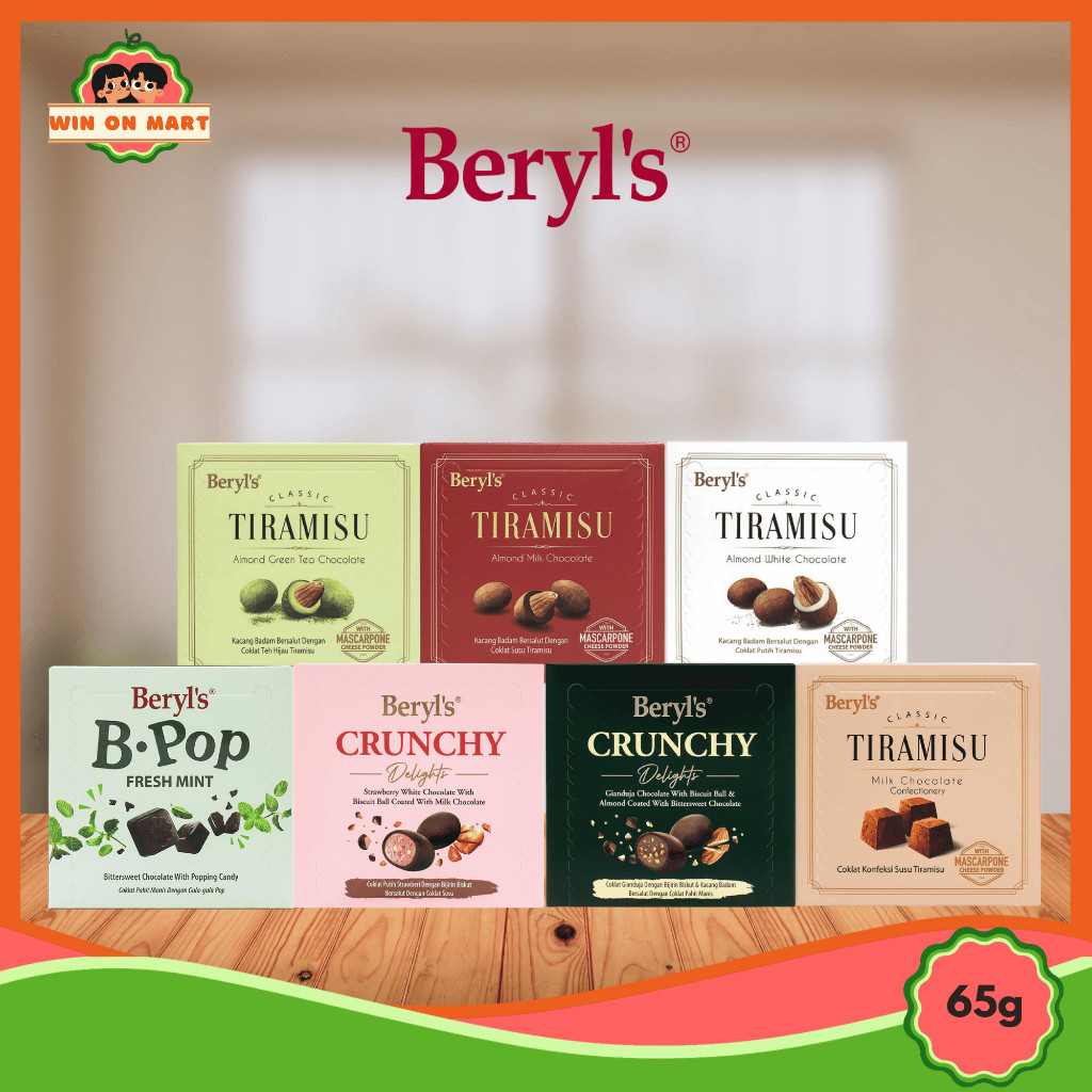 

NEW Coklat | Beryl's Classic Tiramisu Chocolate 65g | Green tea | Milk | White | Stawberry PREMIUM