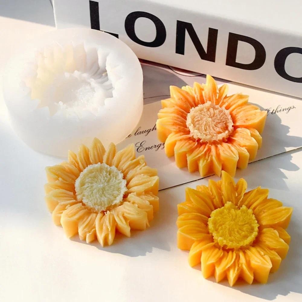 

Relief Sunflower Candle Silicone Moulds Beautiful Daisy Handmade Soap Molds DIY Chocolate Birthday Gifts Home Artist Resin Decor