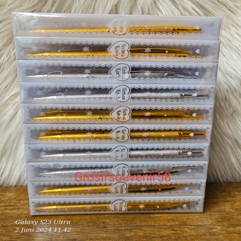 

NEW ( isi 50pcs ) pulpen emas perak mika PREMIUM