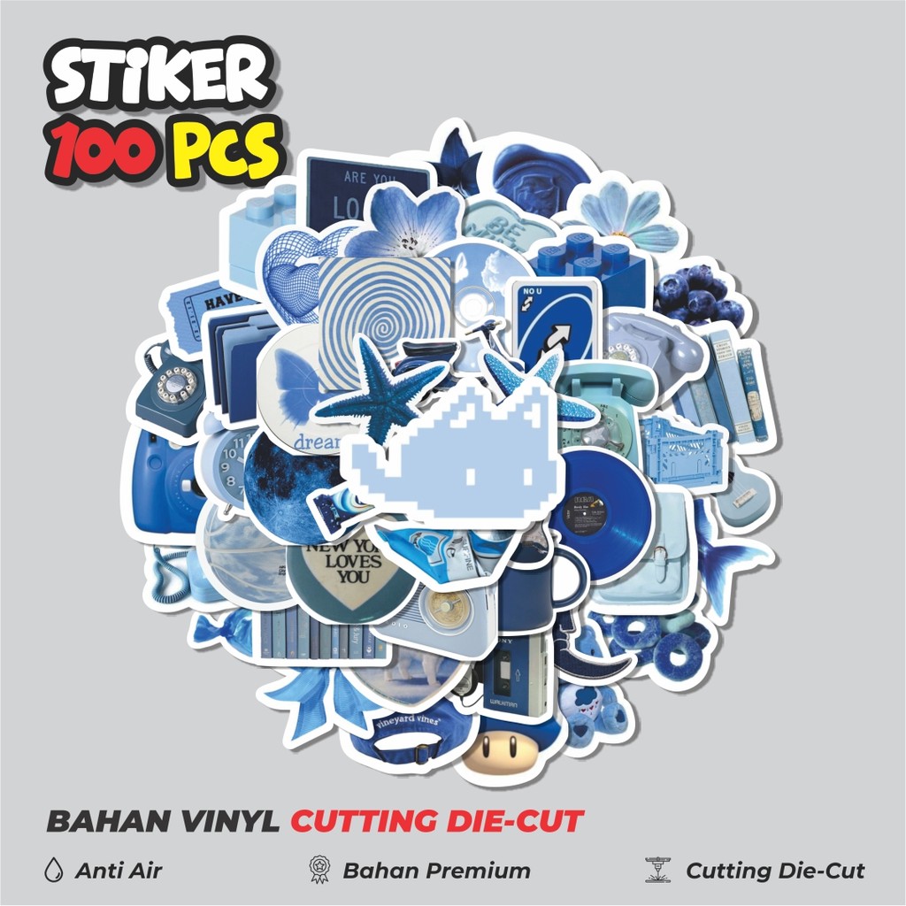 

Terbaru! 50 pcs Stiker INS Style Blue Dekorasi Lucu Kreatif untuk Notebook, Skateboard, HP