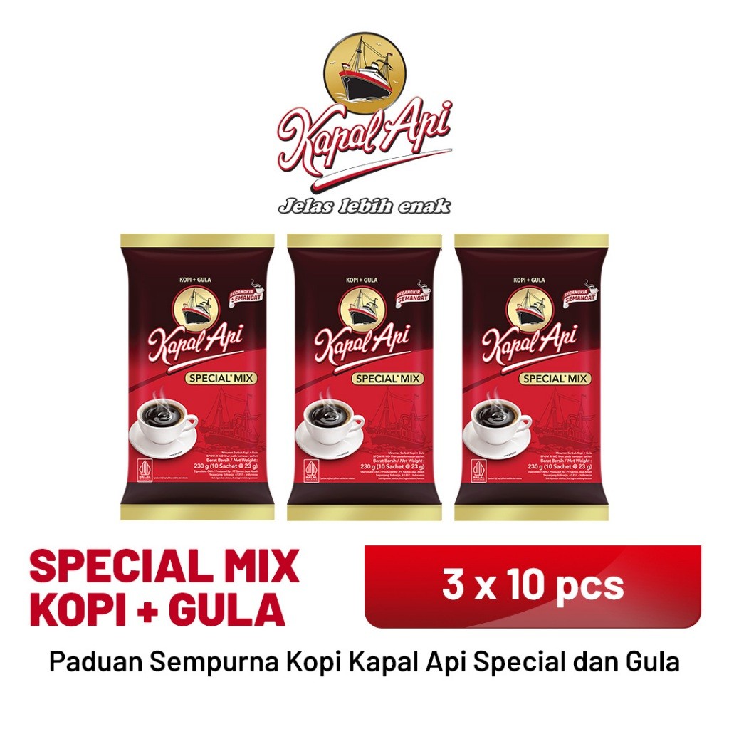 

Kapal Api Special Mix 3 Pack (10 x 23 Gr) Rasa Lebih Enak