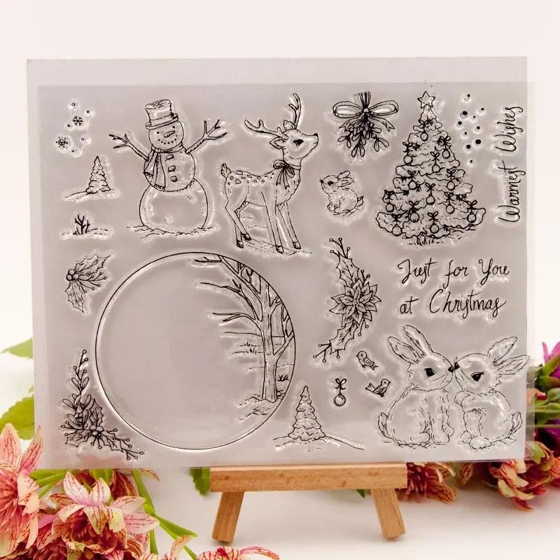 

Merry Clear Stamps for DIY Scrapbooking Card Snowman Transparent Rubber Stamp Making Photo Album Crafts Decor Stamp