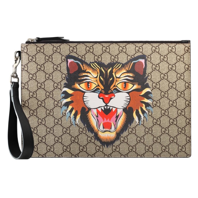 GG Angry Cat Brown Pochette / Tas Branded Original
