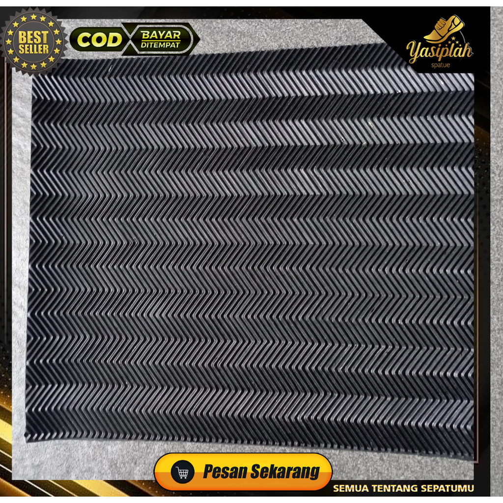Lembaran sol potong karet anti slip untuk sepatu sandal motif zigzag