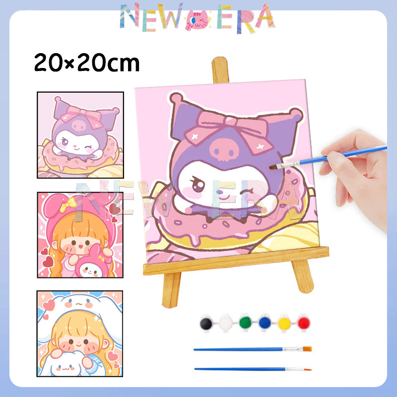 

Paint by Number 20x20 DIY Painting Kit Kartun Lucu Canvas Painting Set