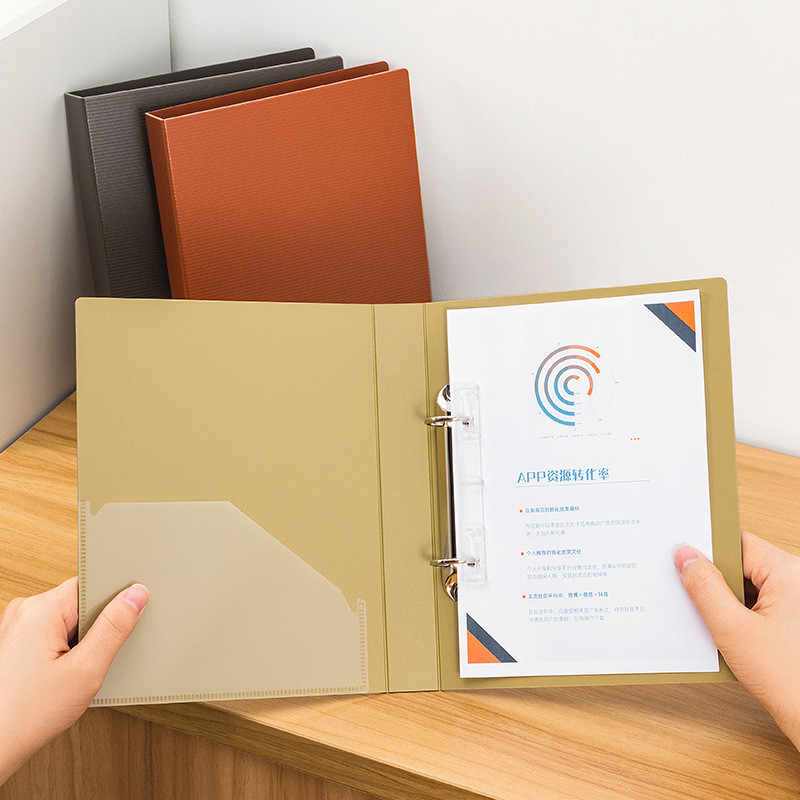 

A5 2 Hole Ring Binder Loose-leaf File Folder Document Storage Clip Folder Vintage Color Display Book